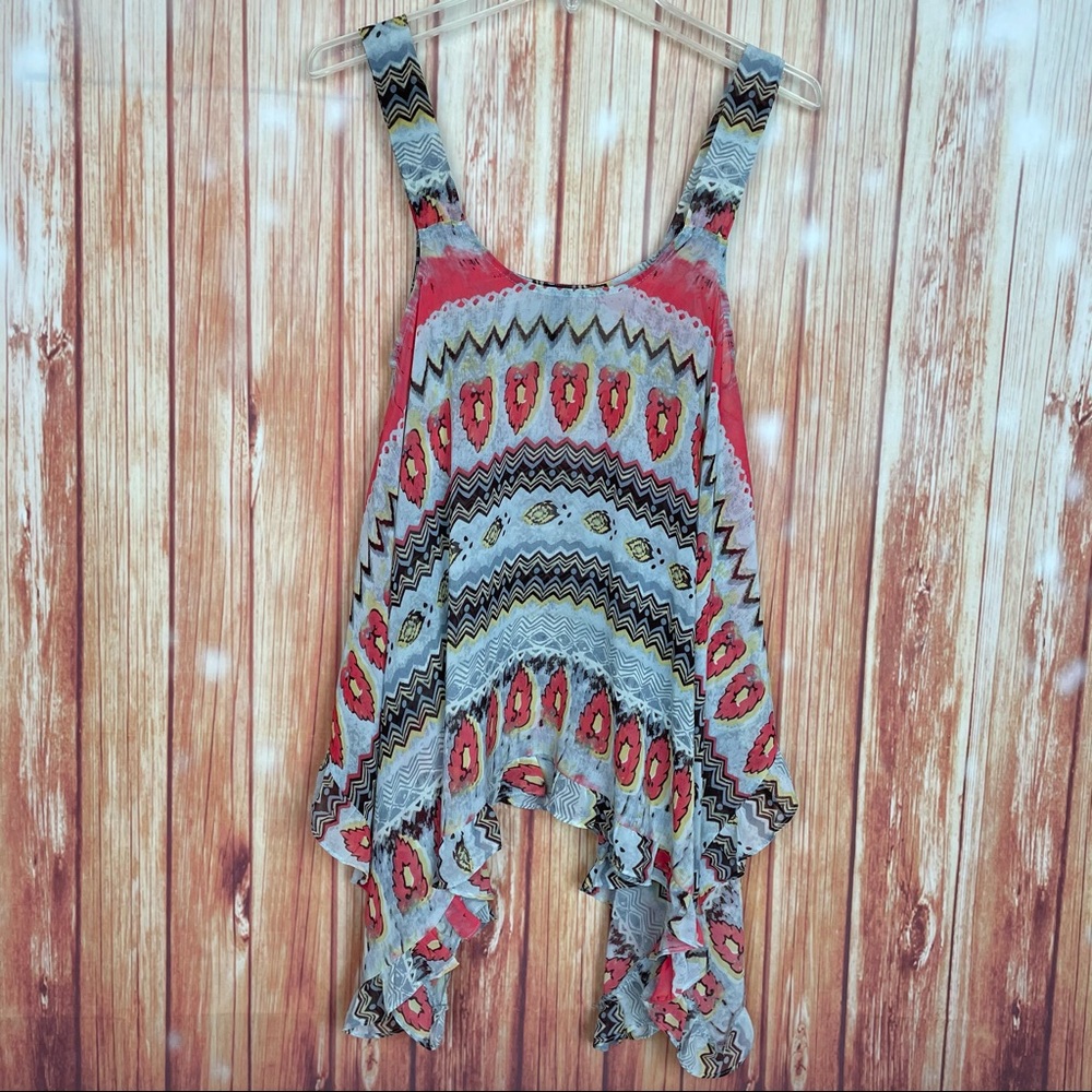 Mushka Flowy Ruffled Boho Tank Top (M)